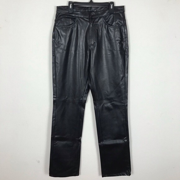 RARE! JOOP! Jeans Pleather Pants- Straight- Black- Size 8- Pristine Condition!!! - Picture 1 of 7